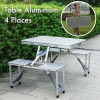 Table de compigne aluminium 4 place 