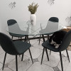 Table ronde 120 cm avec 4 chaises en tissu