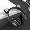 Casque stéréo Bluetooth sans fil oreilles de chat électroluminescents avec support carte TF