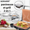 Garantie produit 2 ans  Panineuse et grill 2 en 1 | sonashi