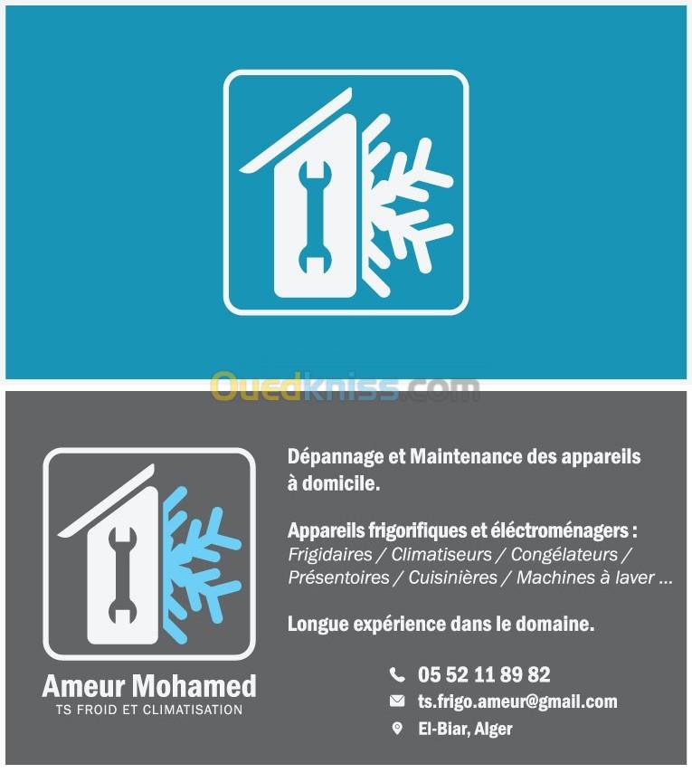 Dépannage d'appareils de froid et climatisation et éléctroménager à domicile 