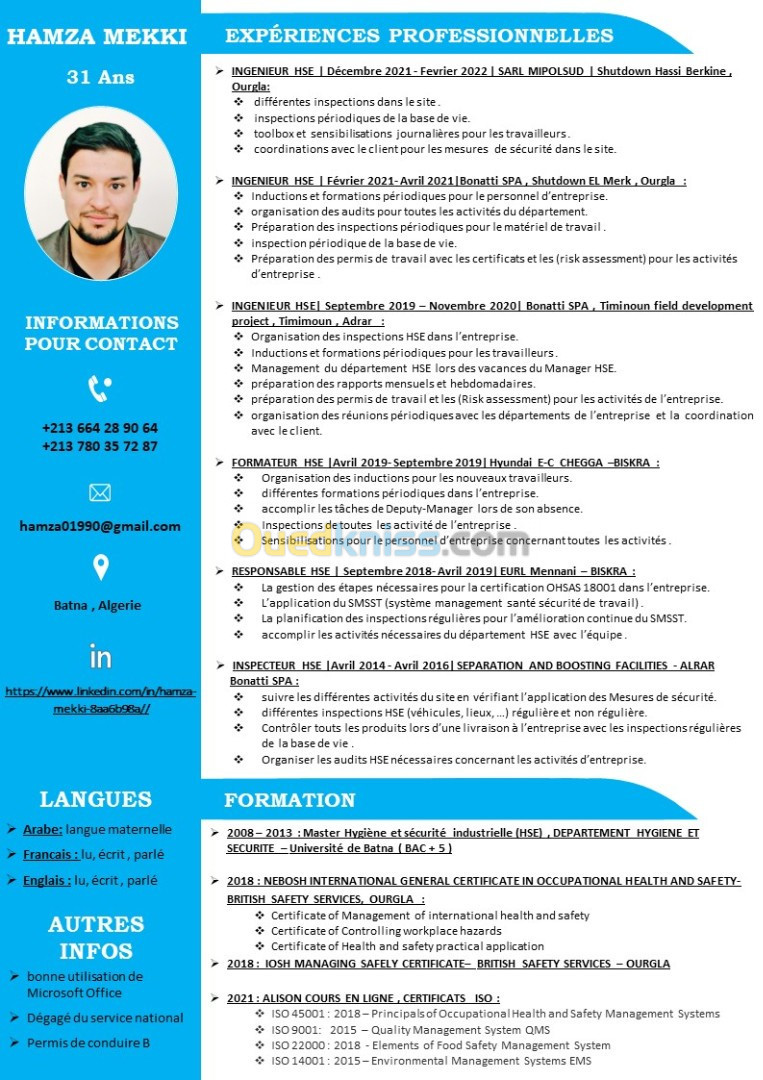 Ingénieur Hygiene et sécurité HSE