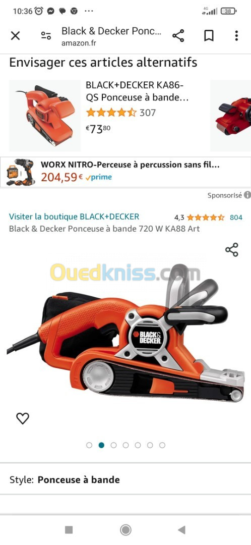 ponceuse à bande Black & Decker KA88