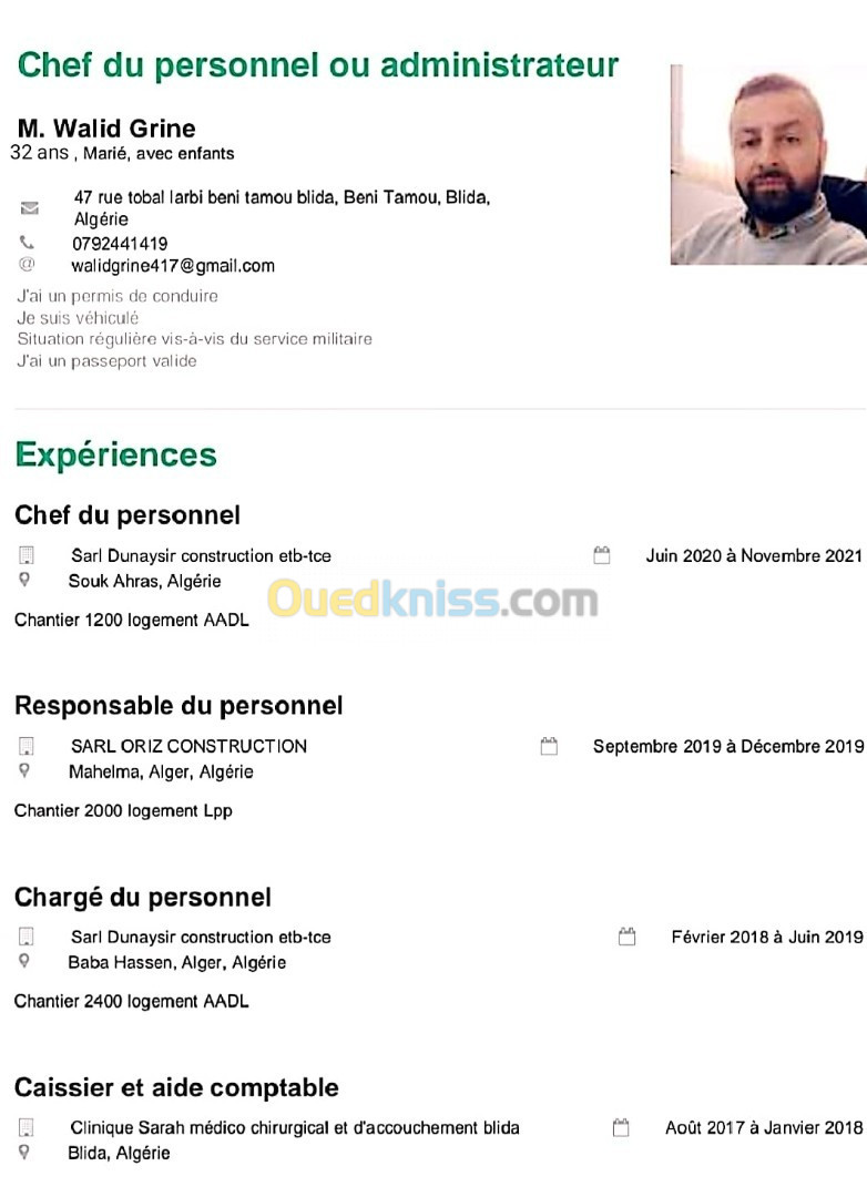 Chef du personnel ou administrateur polyvalent