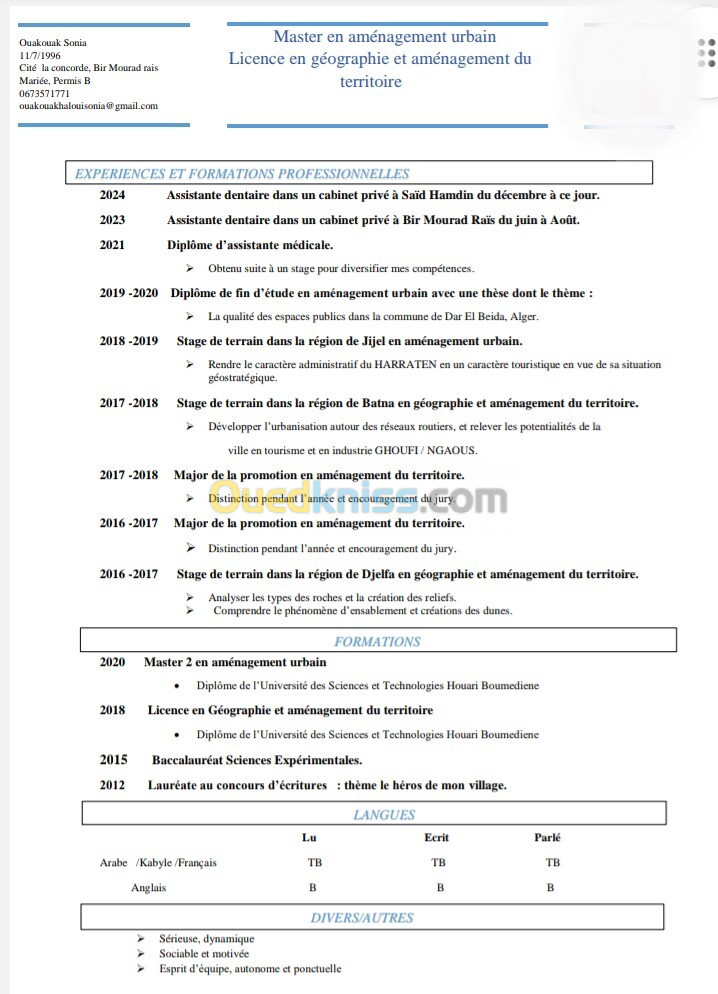 Assistante dentaire/médical/secrétaire /réceptionniste 