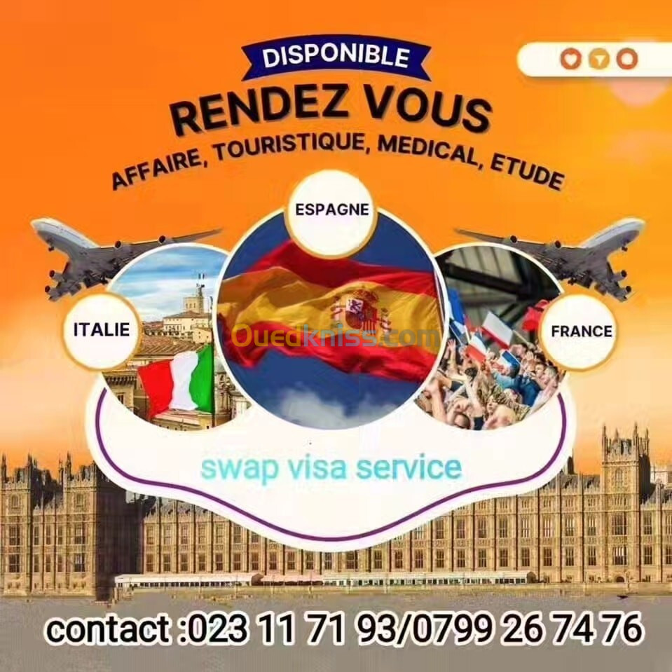 Traitement dossier Visa France /espagne/ Belgique/ Allemagne/ Italie/ Hollande