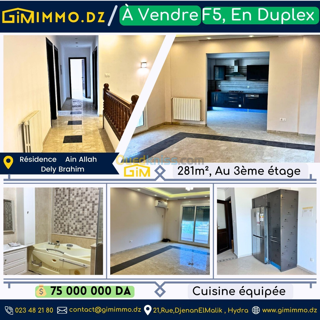 Vente Duplex F5 Alger Dely brahim