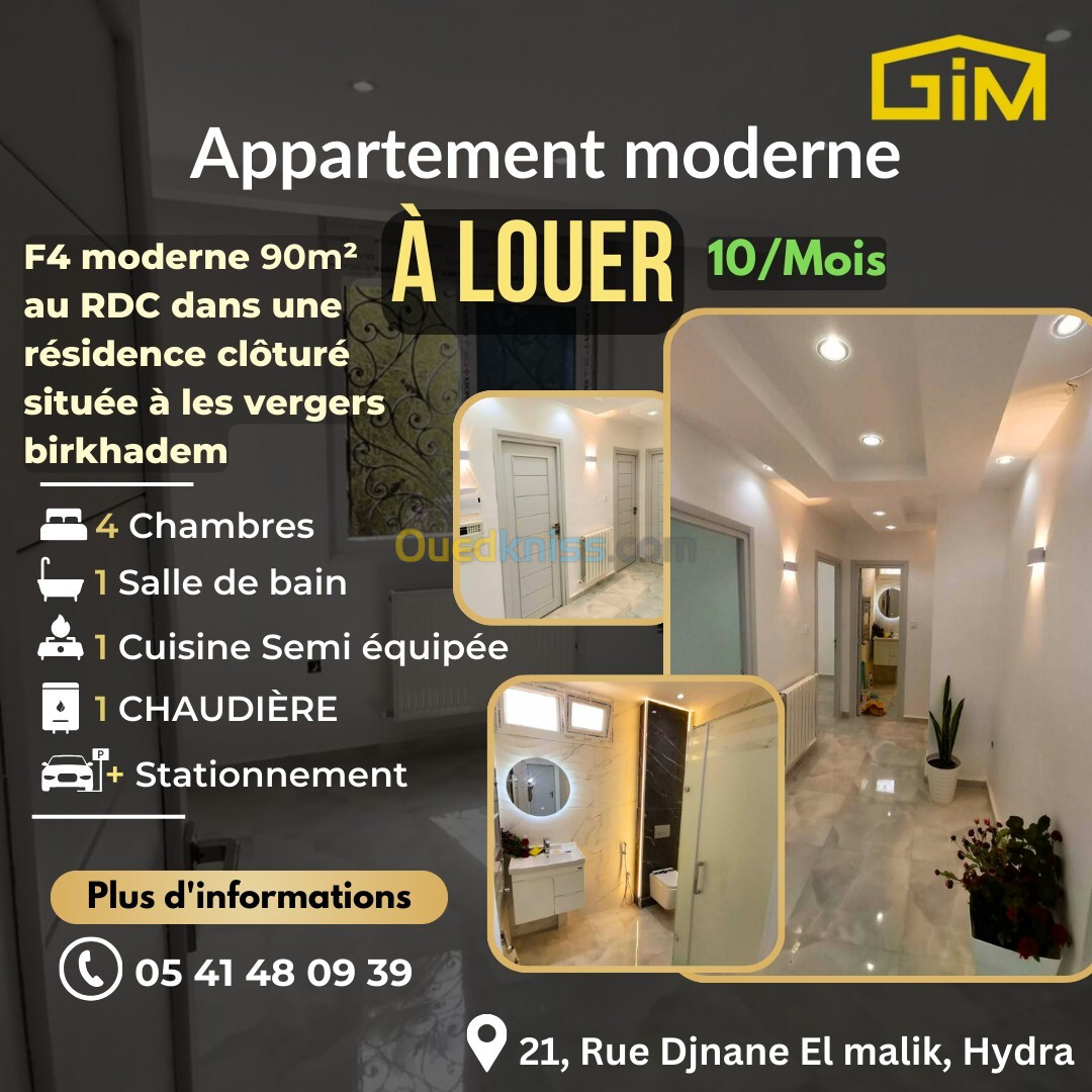 Location Appartement F4 Alger Birkhadem