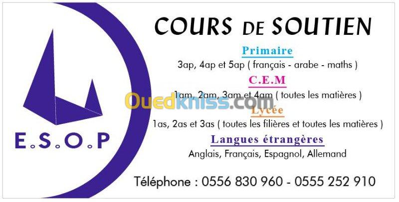 COURS DE SOUTIEN SCOLAIRES