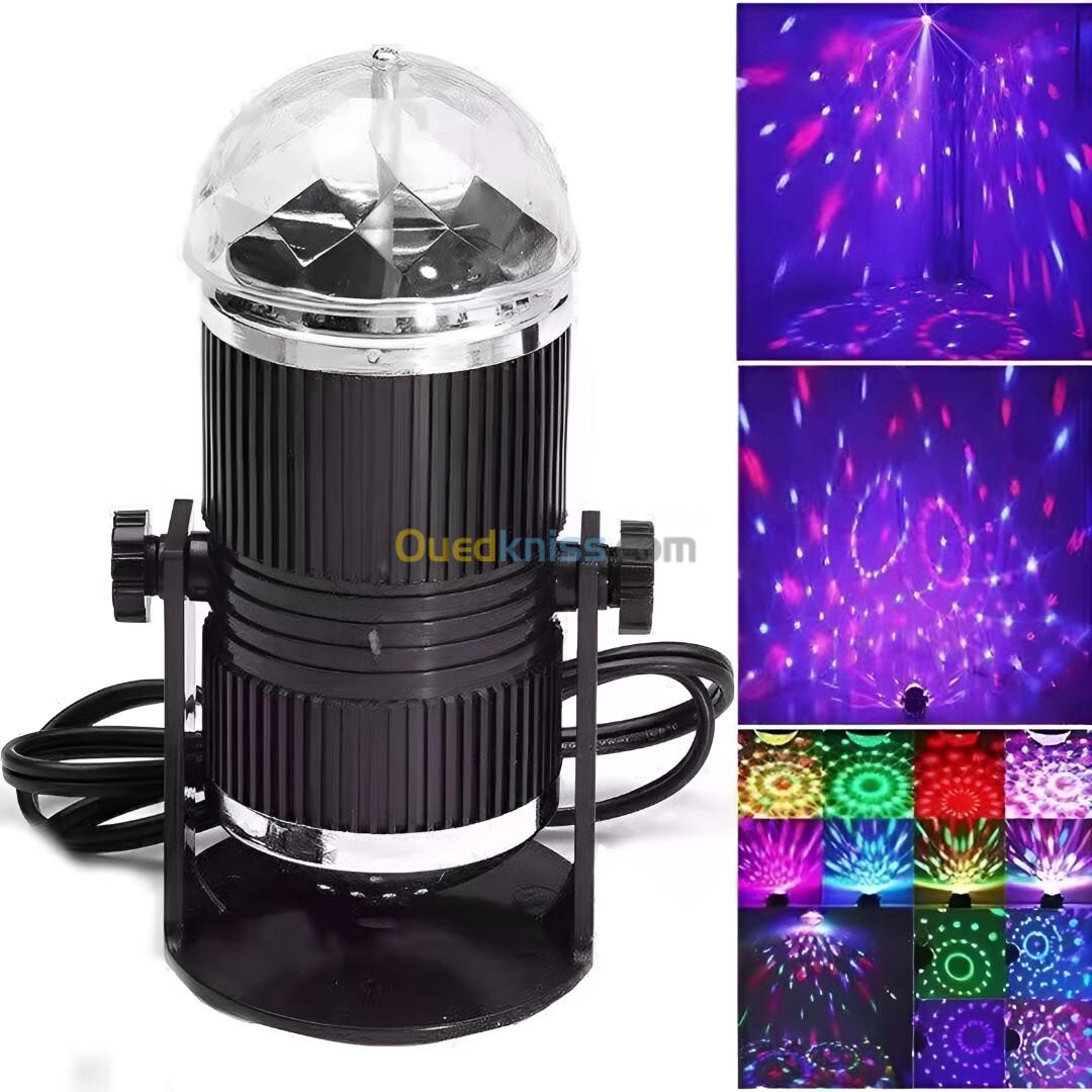 جهاز عرض كرة بلورية دوار مع التحكم الصوتي، ليزر RGB LED 220 فولت