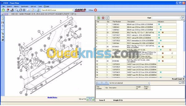 Case ce catalogue des pieces