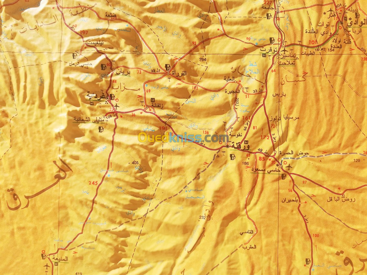 Carte Mural Géographique d'Algérie Relief 3D 