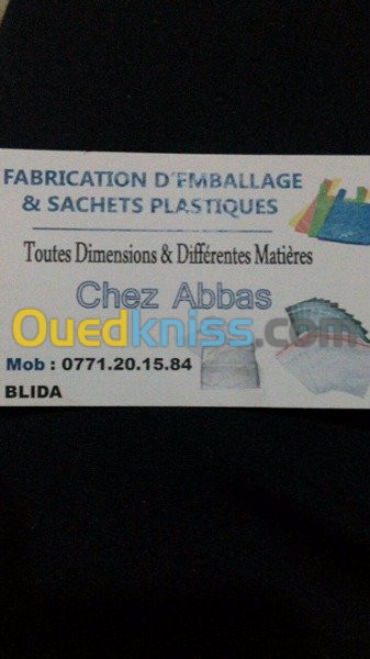 FABRICATION D'EMBALLAGE ET SACHETS 