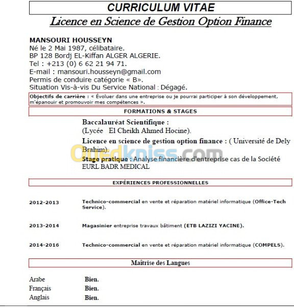 dans le cadre de mon diplôme