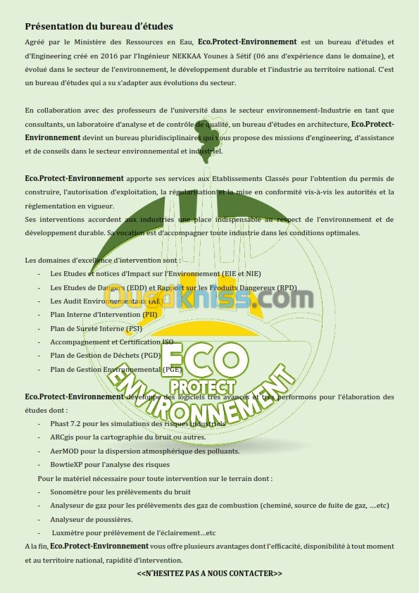 Elaboration etudes environnementales