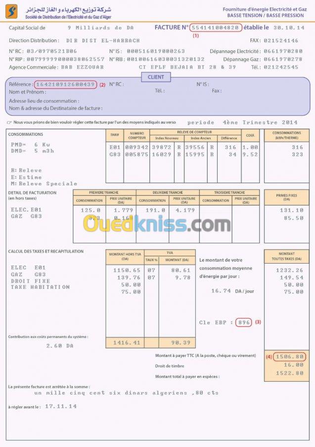 Paiement de differentes factures 