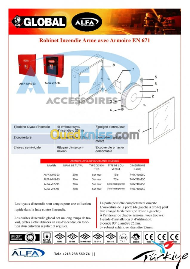 Robinet Incendie Arme avec Armoire RIA