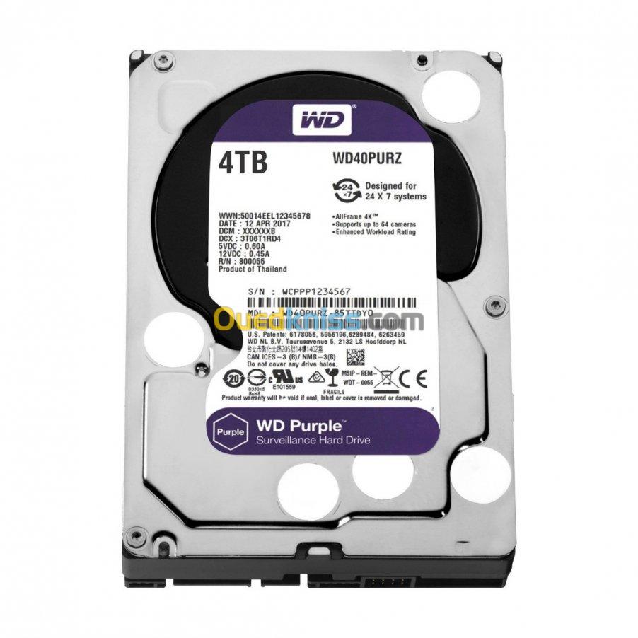 DISQUE DUR WD 4 TB PURPLE SURVEILLANCE