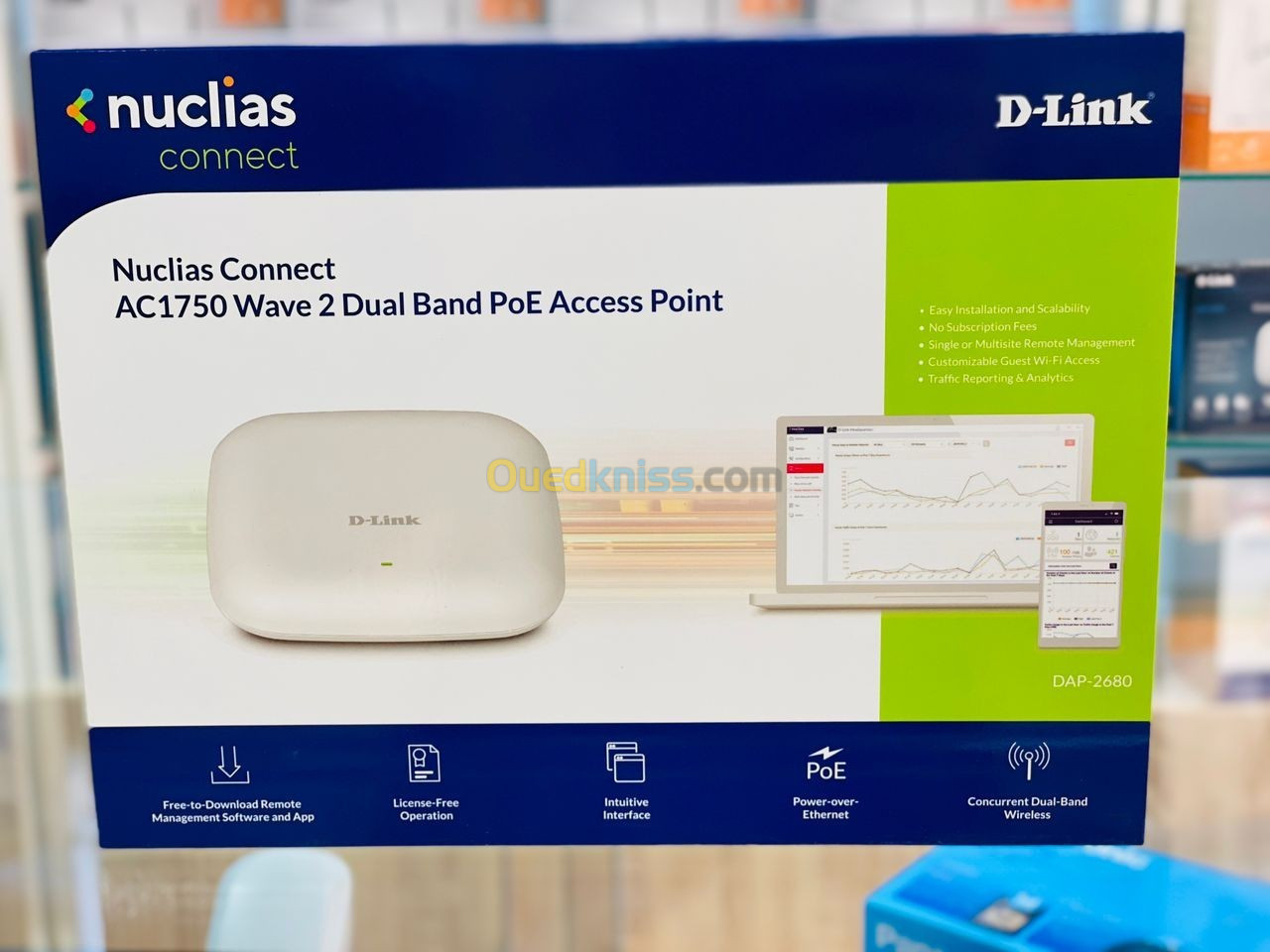 D-LINK POINT D'ACCES NUCLIAS CONNECT Wi-Fi AC1750 Wave 2 PoE+ DUAL-BAND DAP-2680