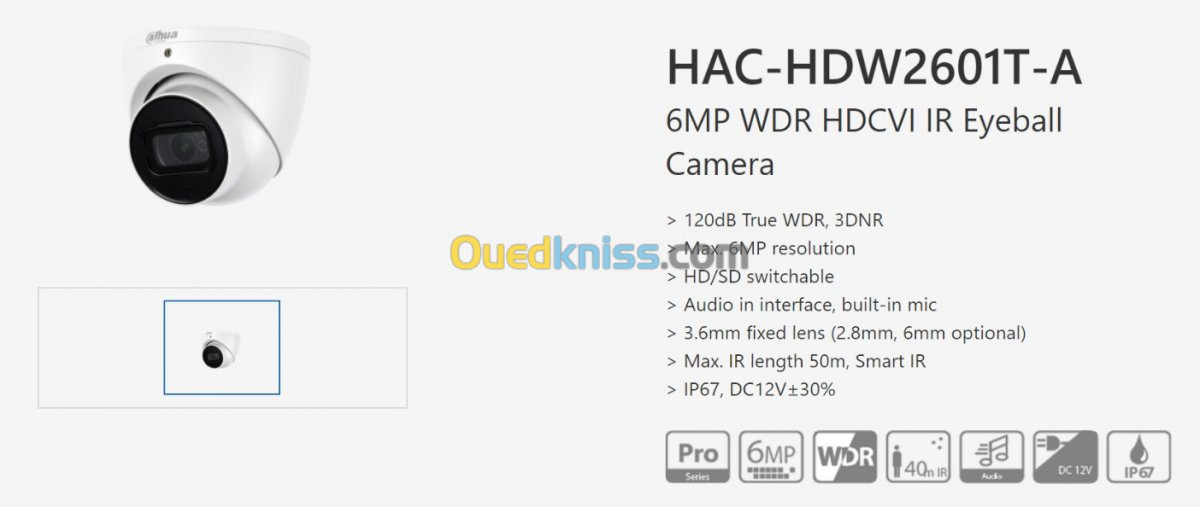 CAMERA DAHUA PRO HDW 2601 TP A 6MPX