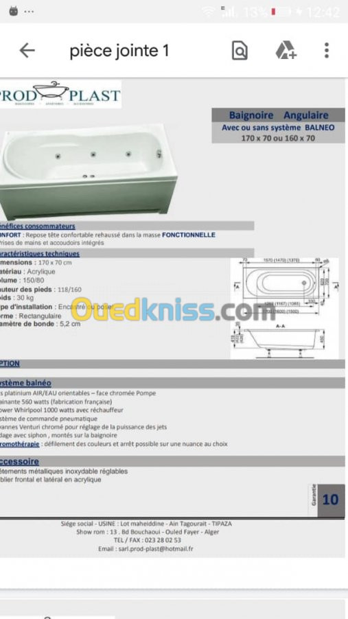 FABRICANT DE BAIGNOIRES ET D'ARTICLES