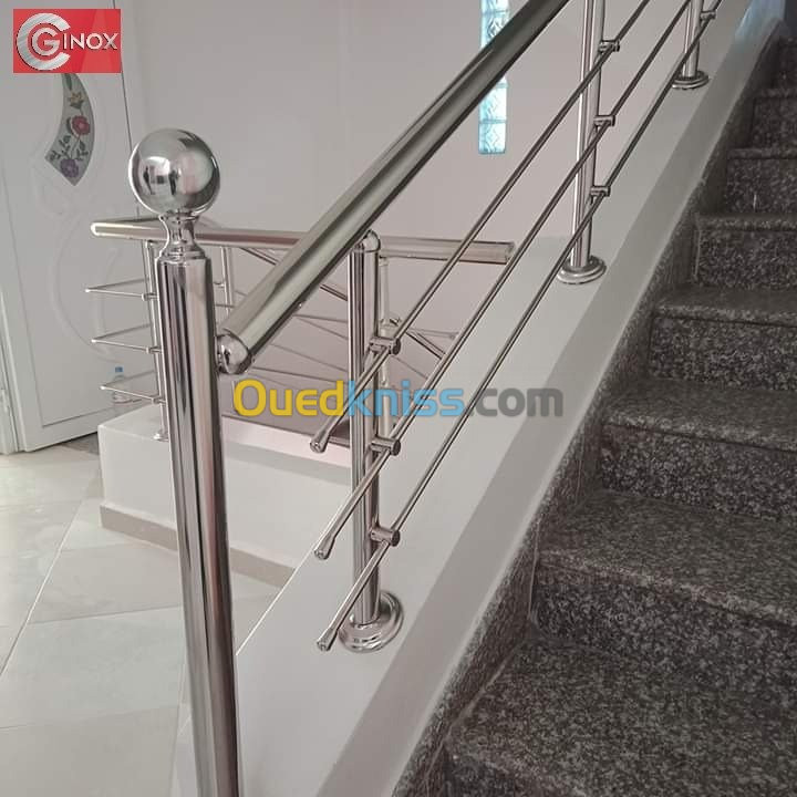 Rampe d'escalier garde corps en inox 