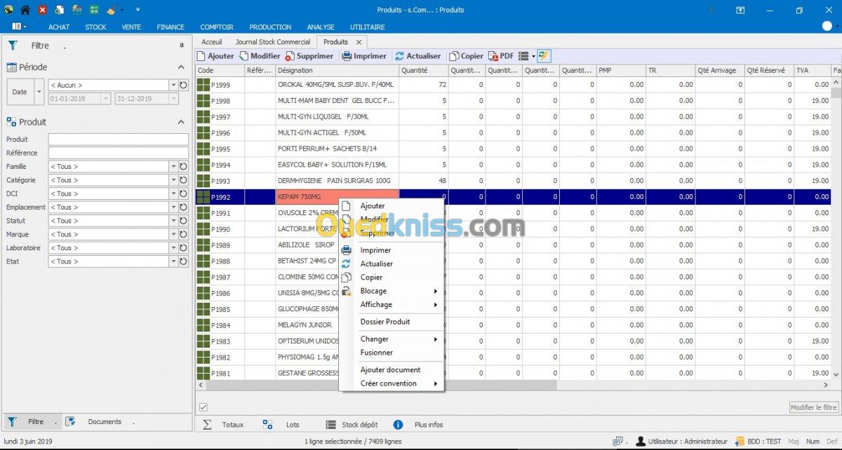 Logiciel du stock Scom