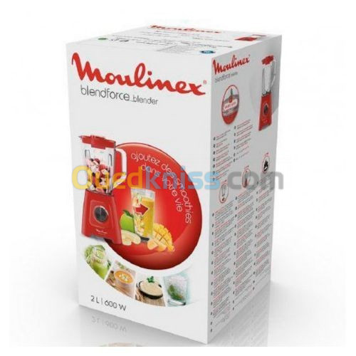 Moulinex Blender Mixeur Électrique Blendforce Bol Plastique 2L - 600W- Lm420510 - Rouge