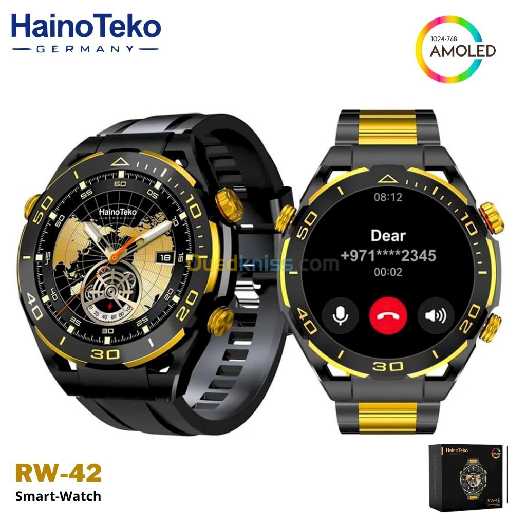 HainoTeko Edition Limité Montre intelligente Bluetooth AMOLED Display avec 2 bracelets Wireless  