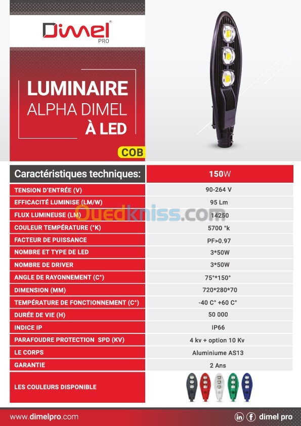 LUMINAIRE À LED ALPHA COB 150W