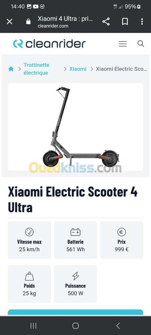 Trottinette électriques xiaomi 4 ultra 