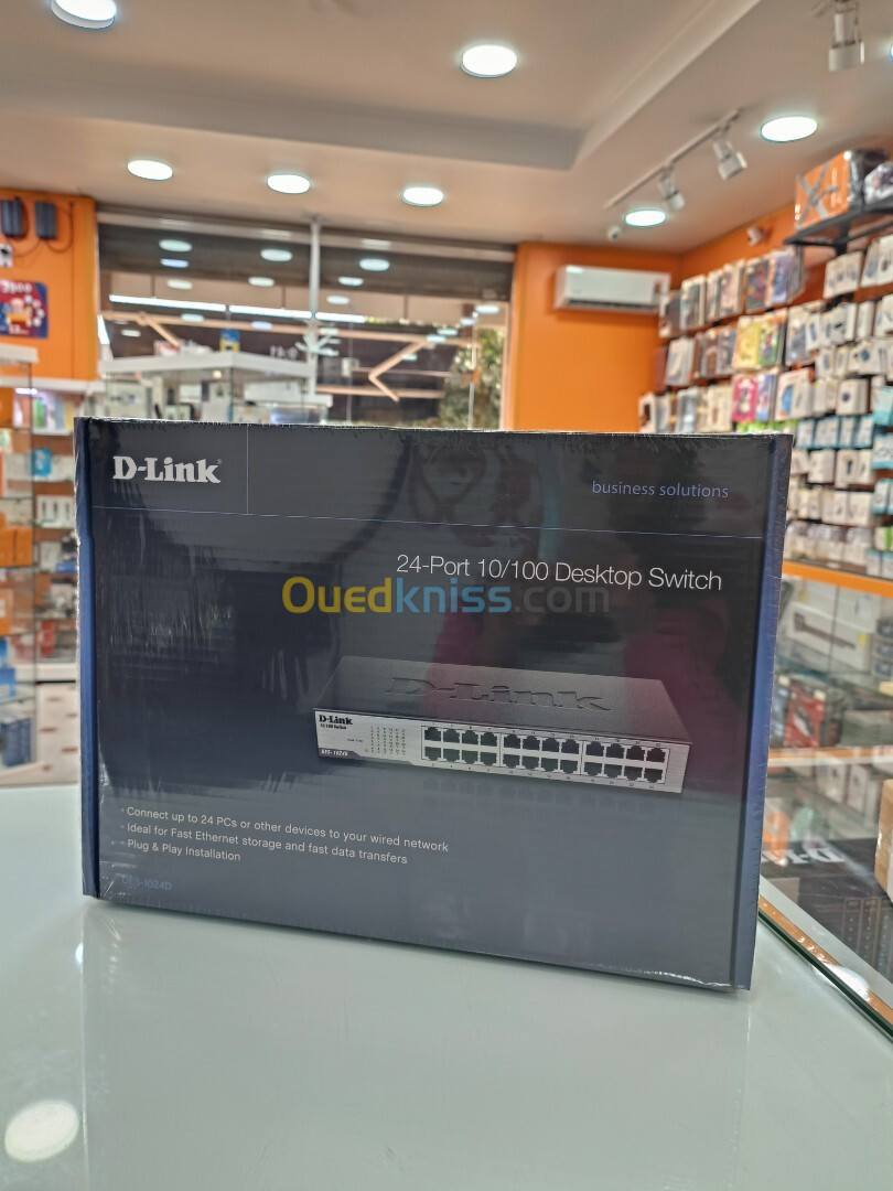 Commutateur Fast Ethernet D-Link, concentrateur réseau sans ventilateur non géré Gigabit 24 ports