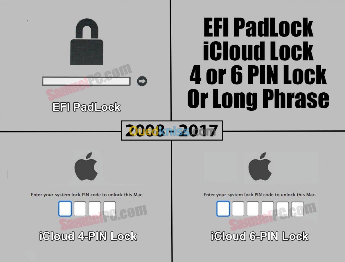 Déblocage Macbook  icloud efi pin 6 ,4