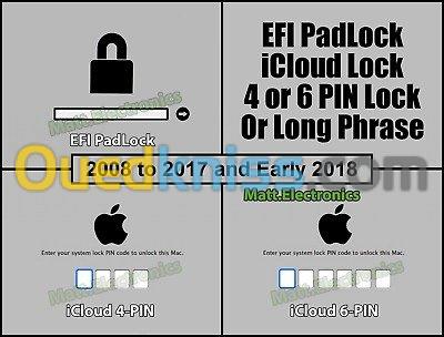 Déblocage Macbook  icloud efi pin 6 ,4