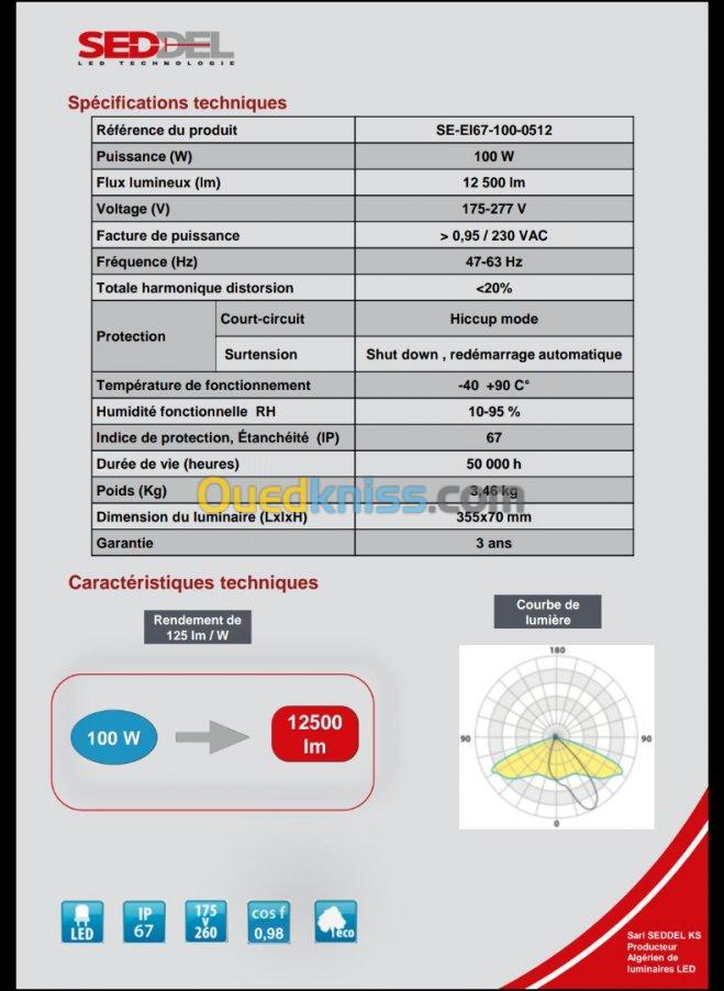 Luminaire LED CLOCHE 100 watts 