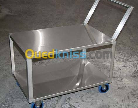 Fabrication table,  chariot et bac en 