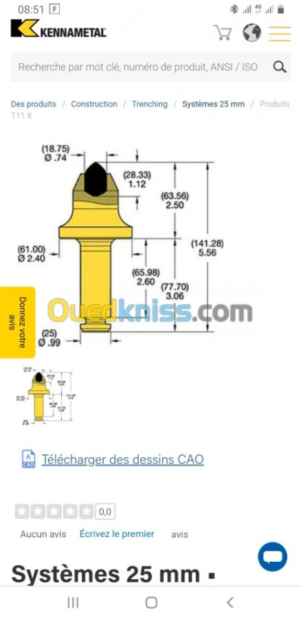 Vente pic de creusement kennametal 