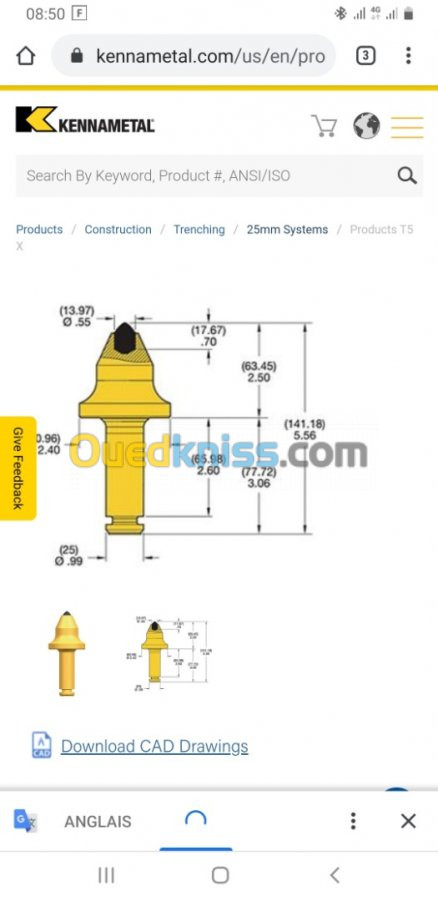 Vente pic de creusement kennametal 