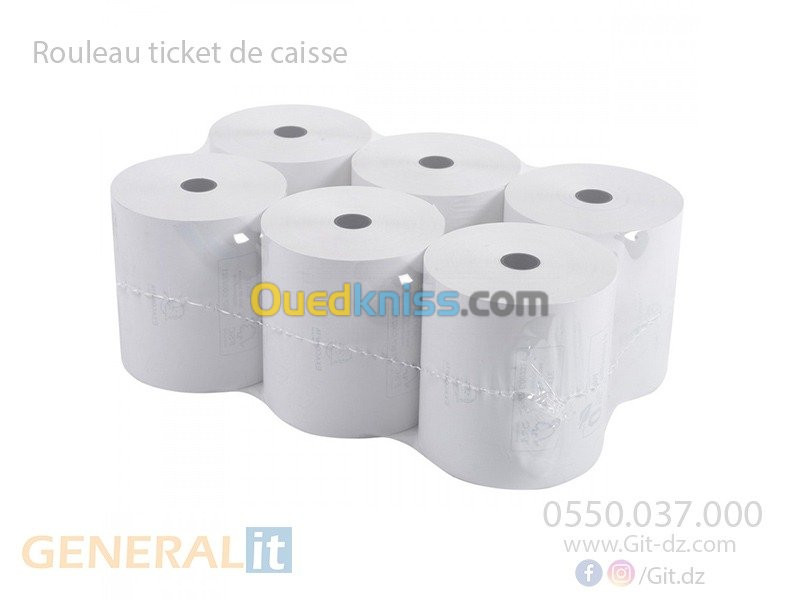 Rouleau Ticket de Caisse Papier Thermique Larg 80mm x 70mm - Tunewtec  Tunisie