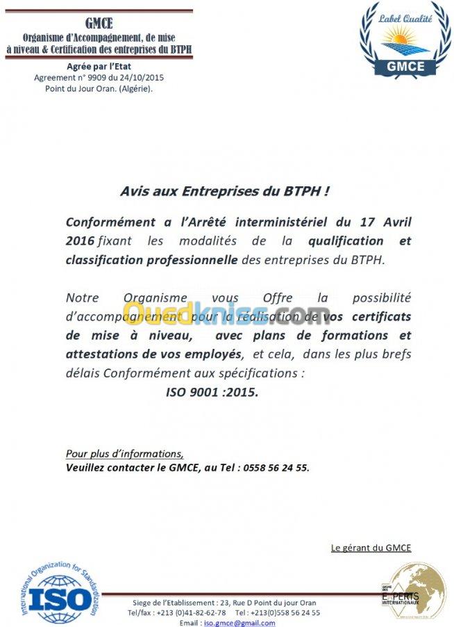 CERTIFICAT DE MISE A NIVEAU DES PME