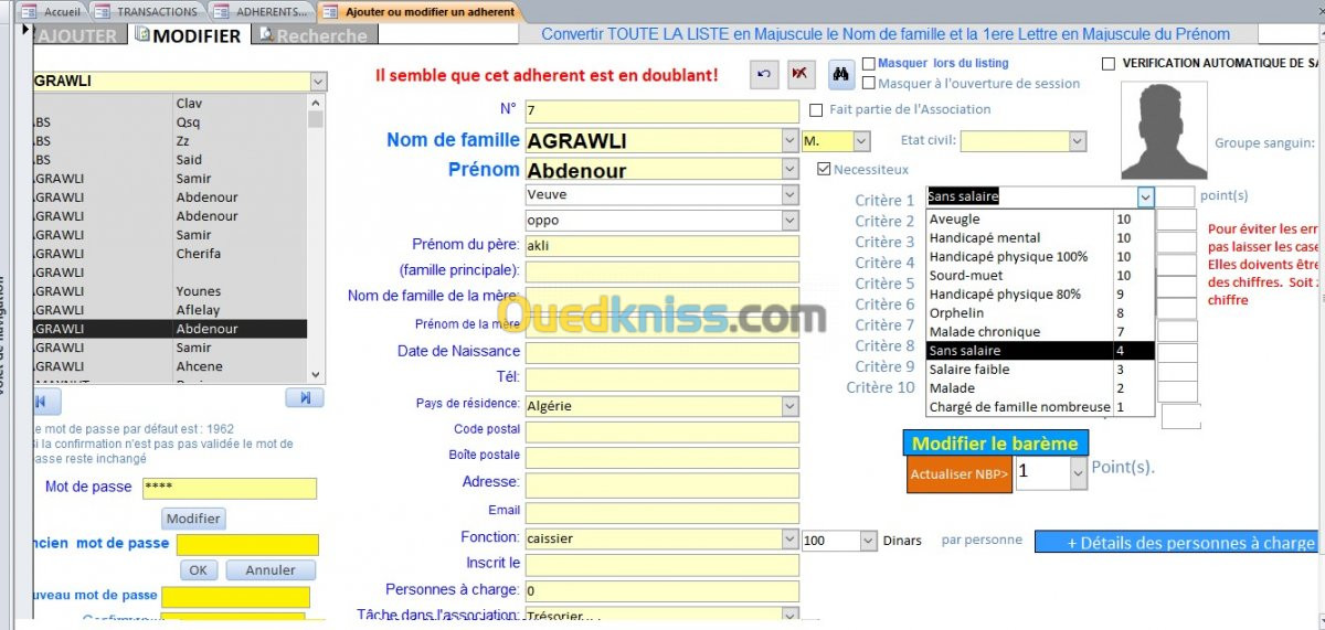 Logiciel de gestion d'une association 