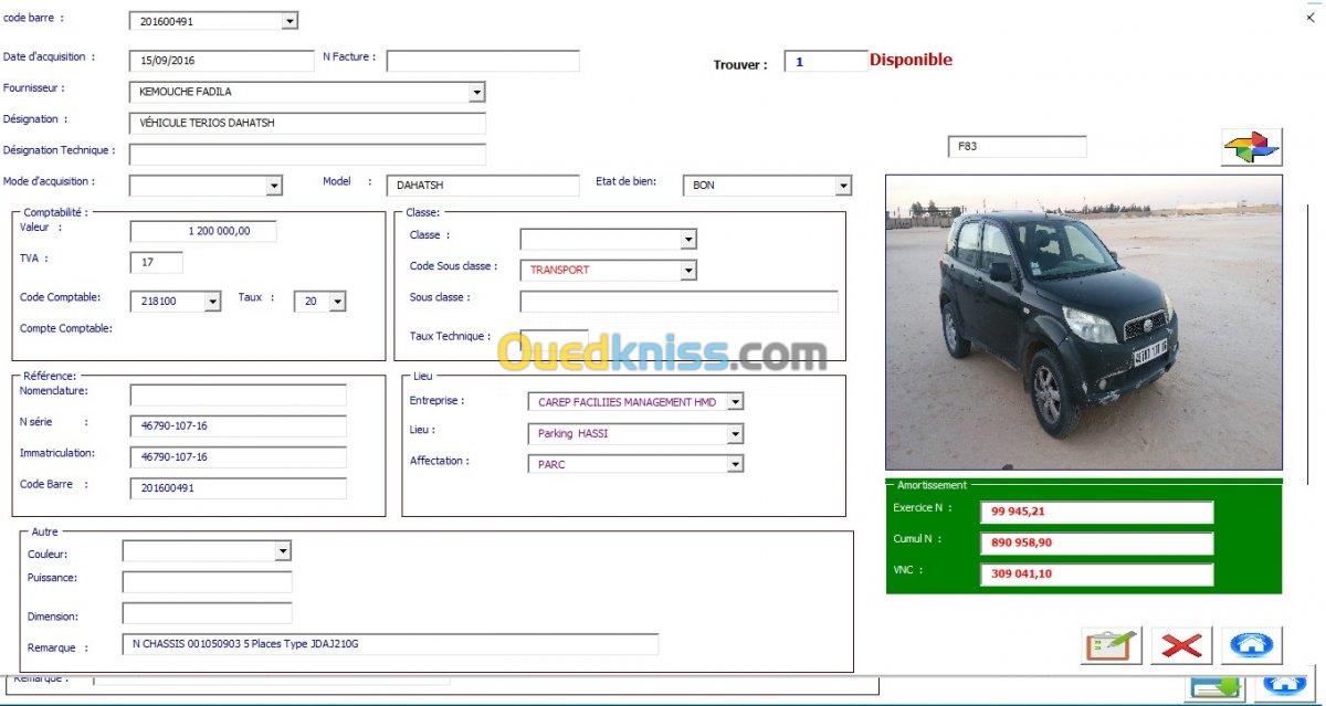 Gestion immobilisations 