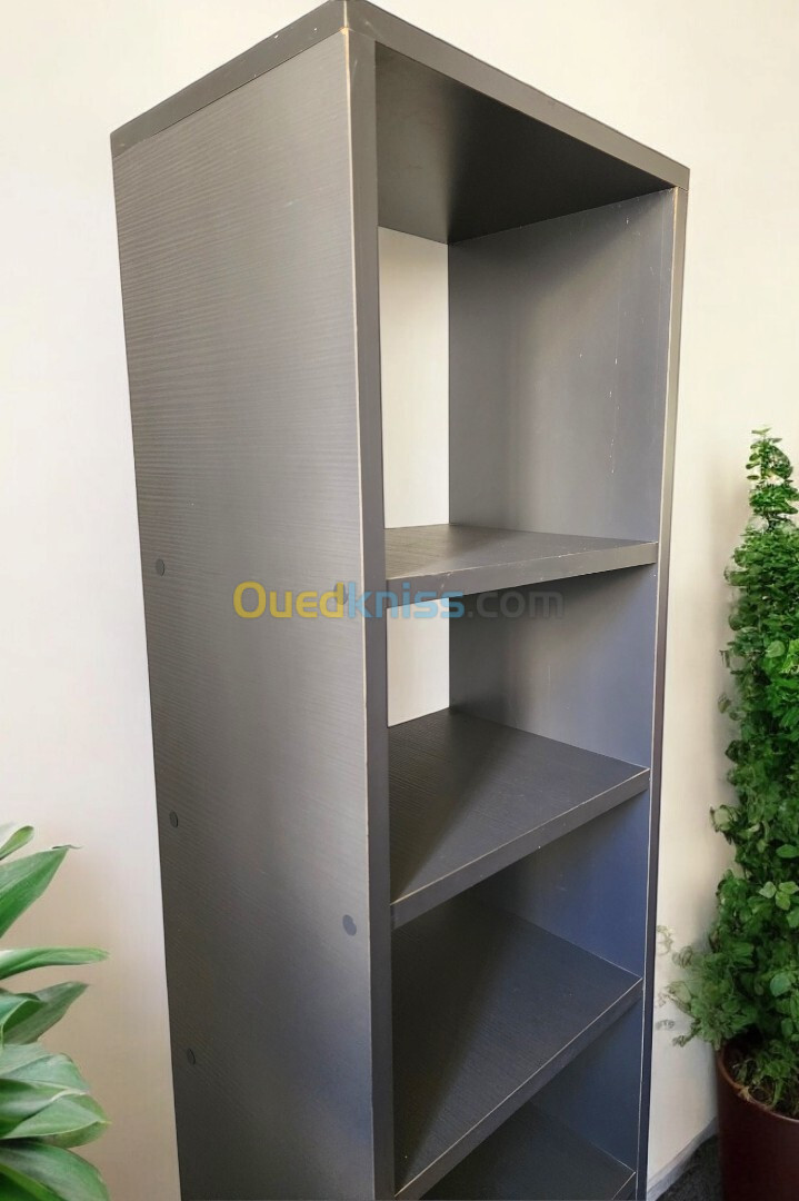 Bibliothèque verticale étroite et haute en MDF espagnol gris