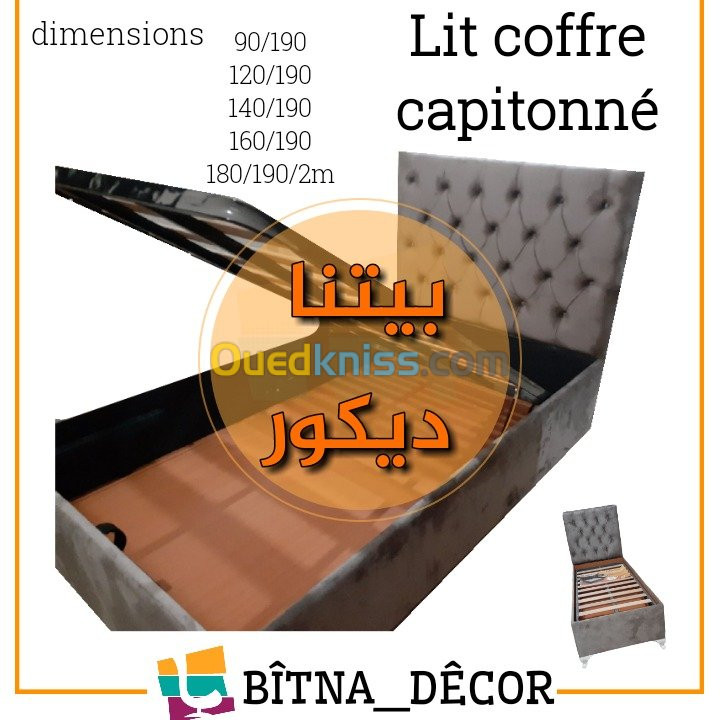 Lit coffre capitonné سرير مغلف كوفري 