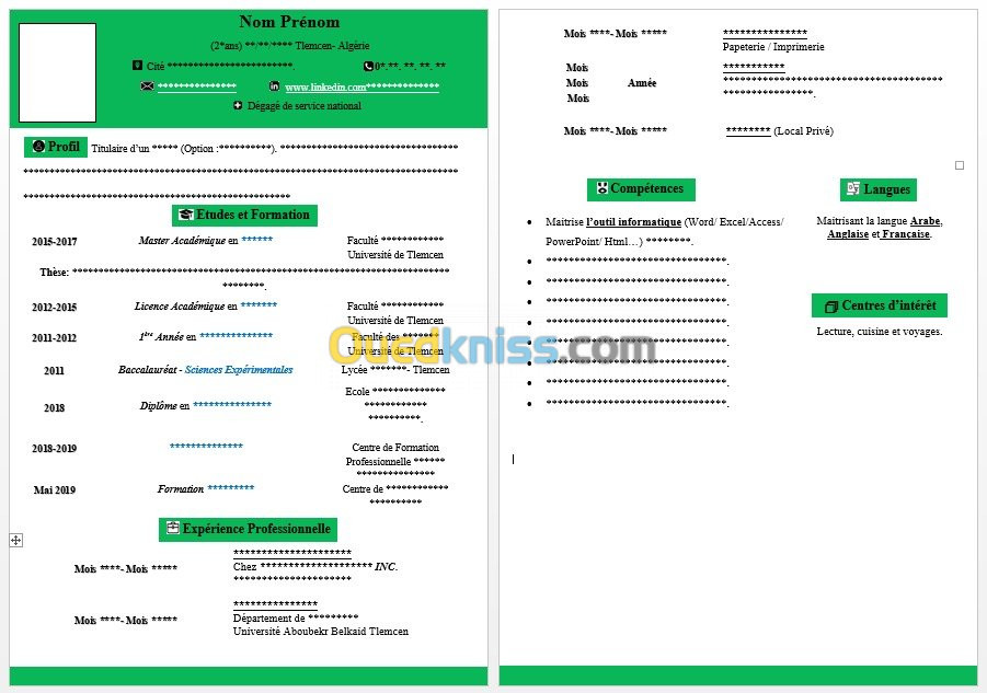 Saisie- CV ar/fr/An- Lettre Moti- Ppt