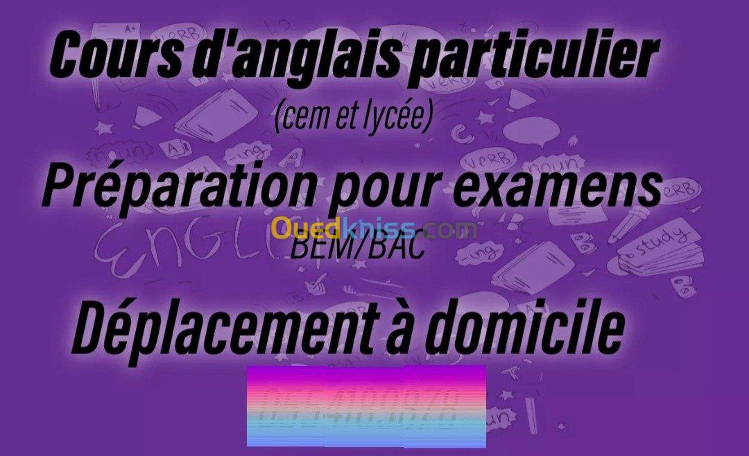 Cours d'anglais particulier à domicile