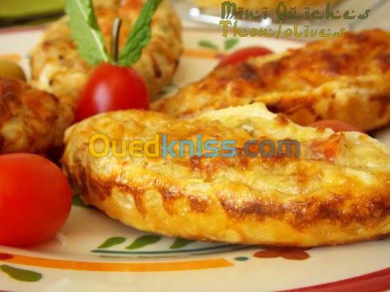 Quiche thon poulet et mini pizza