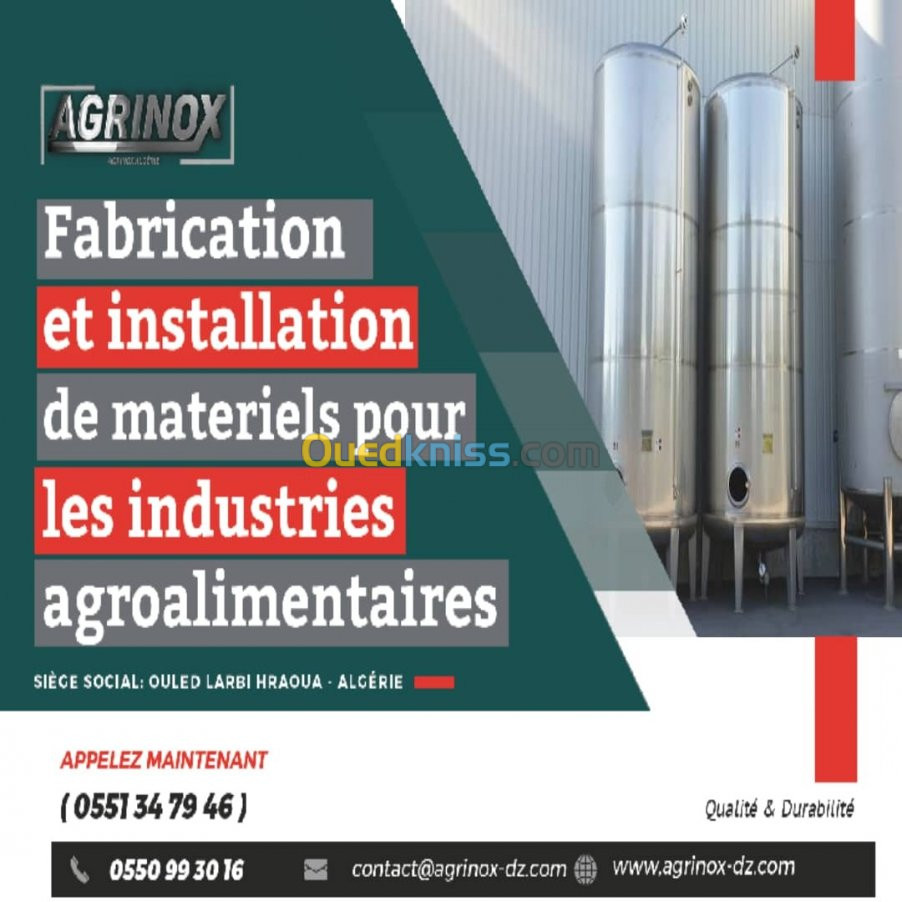 Fabrication de matériel agroalimentair