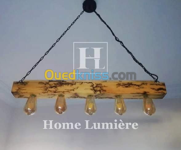 Lustre en bois moderne industriel