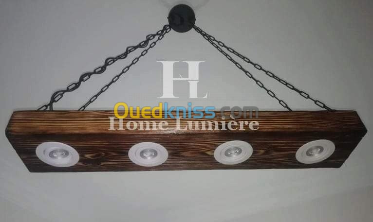 Lustre en bois moderne industriel